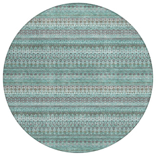 Piper Looms Chantille Stripes ACN1970 Turquoise Machine Washable Area Rug Round Main Image