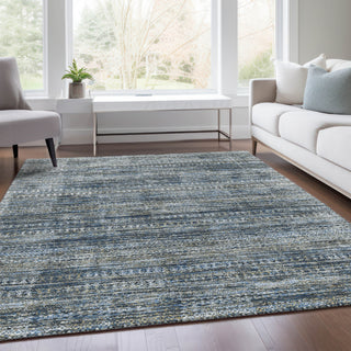 Piper Looms Chantille Stripes ACN1971 Denim Machine Washable Area Rug Lifestyle Image Feature