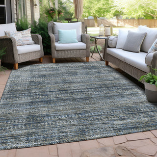 Piper Looms Chantille Stripes ACN1971 Denim Machine Washable Area Rug Outdoor Lifestyle Image Feature