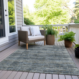 Piper Looms Chantille Stripes ACN1971 Denim Machine Washable Area Rug Outdoor Lifestyle Image Feature