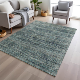 Piper Looms Chantille Stripes ACN1971 Teal Machine Washable Area Rug Lifestyle Image Feature