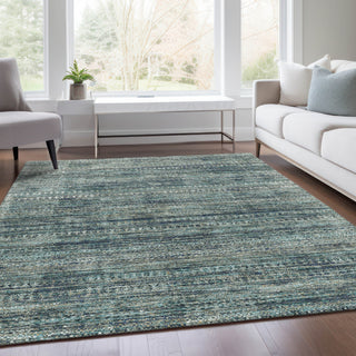 Piper Looms Chantille Stripes ACN1971 Teal Machine Washable Area Rug Lifestyle Image Feature