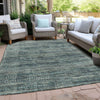 Piper Looms Chantille Stripes ACN1971 Teal Machine Washable Area Rug Outdoor Lifestyle Image Feature