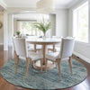 Piper Looms Chantille Stripes ACN1971 Teal Machine Washable Area Rug Round Lifestyle Image Feature