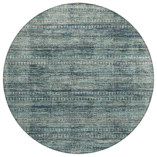 Piper Looms Chantille Stripes ACN1971 Teal Machine Washable Area Rug Round Main Image