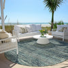 Piper Looms Chantille Stripes ACN1971 Teal Machine Washable Area Rug Round Outdoor Lifestyle Image Feature