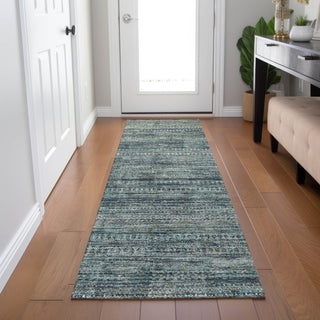 Piper Looms Chantille Stripes ACN1971 Teal Machine Washable Area Rug Runner Lifestyle Image Feature