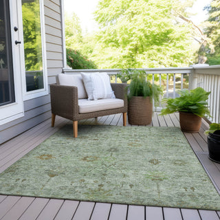 Piper Looms Chantille Arabesque ACN1972 Aloe Machine Washable Area Rug Outdoor Lifestyle Image Feature