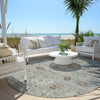 Piper Looms Chantille Arabesque ACN1972 Gray Machine Washable Area Rug Round Outdoor Lifestyle Image Feature