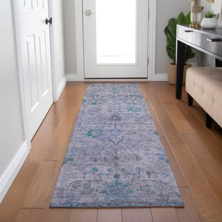 Piper Looms Chantille Arabesque ACN1972 Lavender Machine Washable Area Rug Runner Lifestyle Image Feature