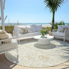 Piper Looms Chantille Arabesque ACN1973 Ivory Machine Washable Area Rug Round Outdoor Lifestyle Image Feature
