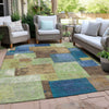 Piper Looms Chantille Geometric ACN1974 Blue Machine Washable Area Rug Outdoor Lifestyle Image Feature