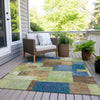 Piper Looms Chantille Geometric ACN1974 Blue Machine Washable Area Rug Outdoor Lifestyle Image Feature