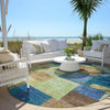 Piper Looms Chantille Geometric ACN1974 Blue Machine Washable Area Rug Round Outdoor Lifestyle Image Feature