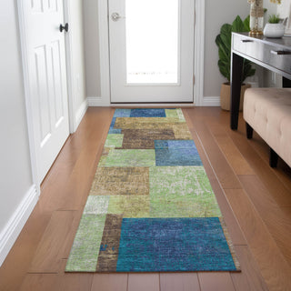 Piper Looms Chantille Geometric ACN1974 Blue Machine Washable Area Rug Runner Lifestyle Image Feature