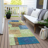 Piper Looms Chantille Geometric ACN1974 Blue Machine Washable Area Rug Runner Outdoor Lifestyle Image Feature