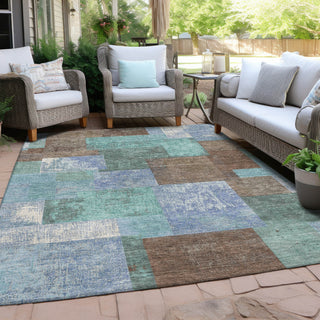Piper Looms Chantille Geometric ACN1974 Brown Machine Washable Area Rug Outdoor Lifestyle Image Feature