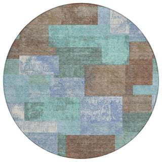 Piper Looms Chantille Geometric ACN1974 Brown Machine Washable Area Rug Round Main Image