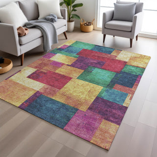 Piper Looms Chantille Geometric ACN1974 Gold Machine Washable Area Rug Lifestyle Image Feature
