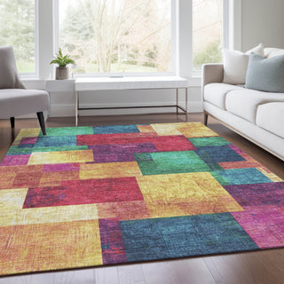 Piper Looms Chantille Geometric ACN1974 Gold Machine Washable Area Rug Lifestyle Image Feature