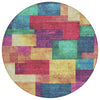 Piper Looms Chantille Geometric ACN1974 Gold Machine Washable Area Rug Round Main Image