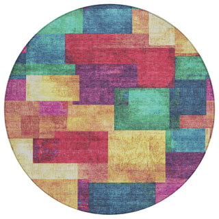 Piper Looms Chantille Geometric ACN1974 Gold Machine Washable Area Rug Round Main Image
