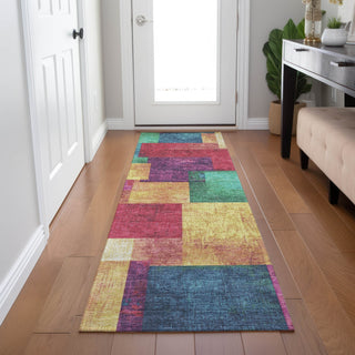 Piper Looms Chantille Geometric ACN1974 Gold Machine Washable Area Rug Runner Lifestyle Image Feature
