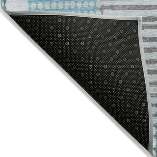Piper Looms Chantille Geometric ACN1975 Aqua Machine Washable Area Rug Backing Image