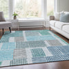 Piper Looms Chantille Geometric ACN1975 Aqua Machine Washable Area Rug Lifestyle Image Feature