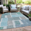 Piper Looms Chantille Geometric ACN1975 Aqua Machine Washable Area Rug Outdoor Lifestyle Image Feature