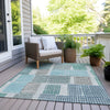 Piper Looms Chantille Geometric ACN1975 Aqua Machine Washable Area Rug Outdoor Lifestyle Image Feature
