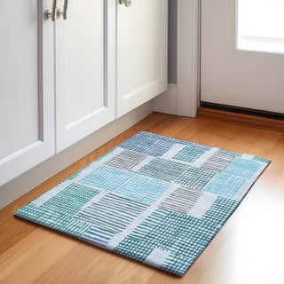 Piper Looms Chantille Geometric ACN1975 Aqua Machine Washable Area Rug Scatter Lifestyle Image Feature
