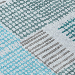 Piper Looms Chantille Geometric ACN1975 Aqua Machine Washable Area Rug Swatch Image