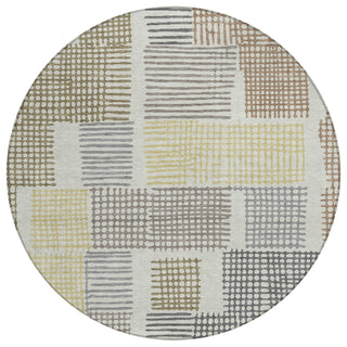 Piper Looms Chantille Geometric ACN1975 Dune Machine Washable Area Rug Round Main Image
