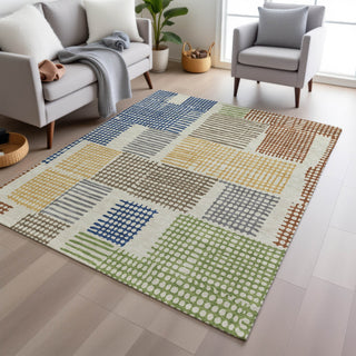 Piper Looms Chantille Geometric ACN1975 Putty Machine Washable Area Rug Lifestyle Image Feature
