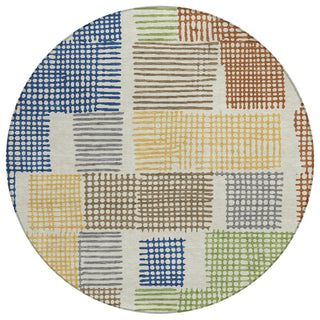 Piper Looms Chantille Geometric ACN1975 Putty Machine Washable Area Rug Round Main Image