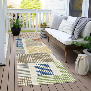 Piper Looms Chantille Geometric ACN1975 Putty Machine Washable Area Rug Runner Outdoor Lifestyle Image Feature
