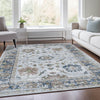 Piper Looms Chantille Border ACN1976 Blue Machine Washable Area Rug Lifestyle Image Feature