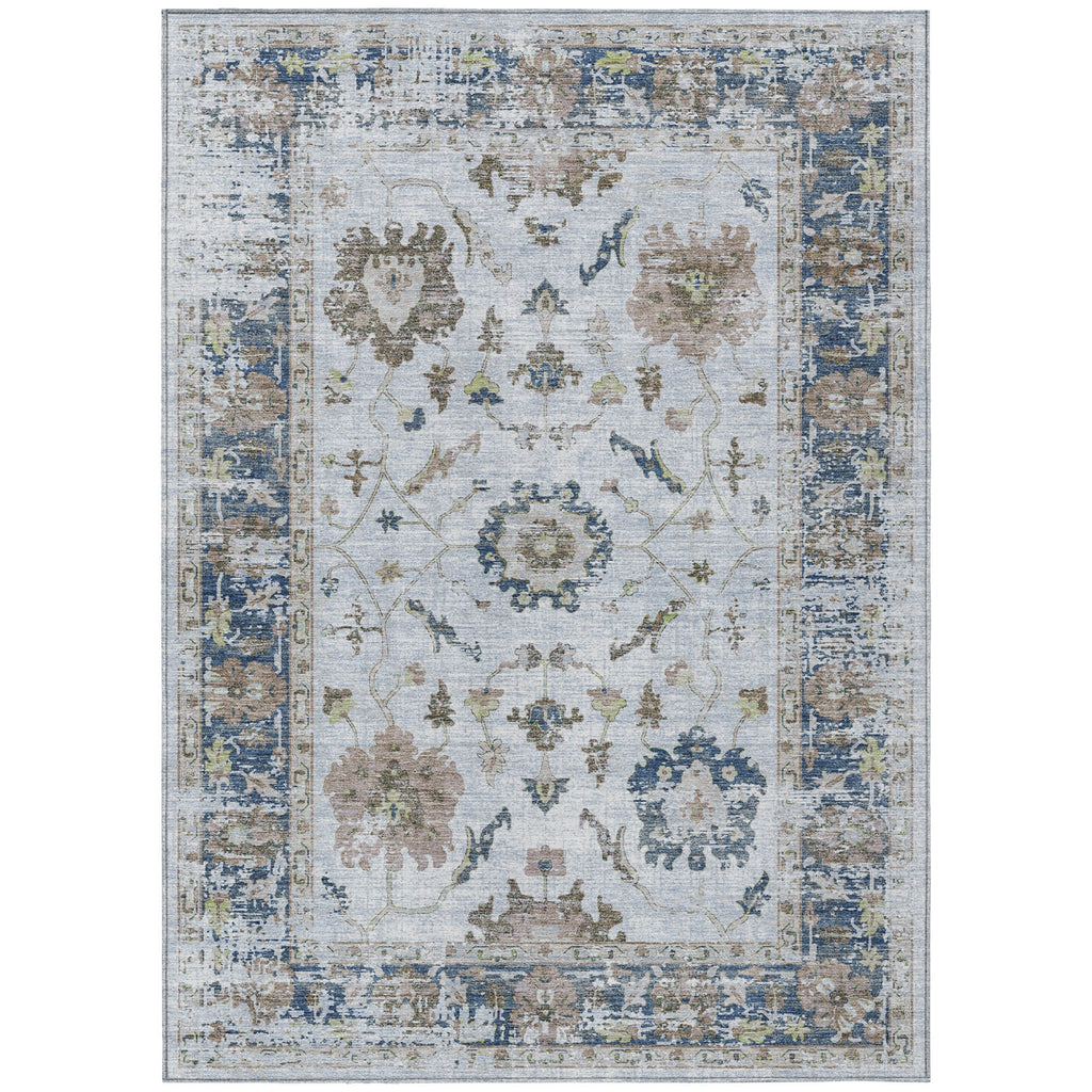 Piper Looms Chantille Border ACN1976 Blue Machine Washable Area Rug main image
