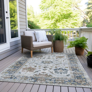 Piper Looms Chantille Border ACN1976 Blue Machine Washable Area Rug Outdoor Lifestyle Image Feature