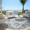 Piper Looms Chantille Border ACN1976 Blue Machine Washable Area Rug Round Outdoor Lifestyle Image Feature