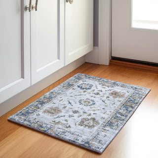 Piper Looms Chantille Border ACN1976 Blue Machine Washable Area Rug Scatter Lifestyle Image Feature