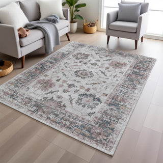 Piper Looms Chantille Border ACN1976 Blush Machine Washable Area Rug Lifestyle Image Feature
