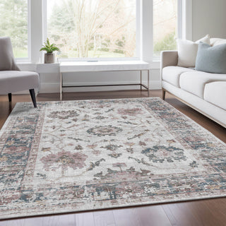 Piper Looms Chantille Border ACN1976 Blush Machine Washable Area Rug Lifestyle Image Feature