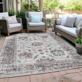 Piper Looms Chantille Border ACN1976 Blush Machine Washable Area Rug Outdoor Lifestyle Image Feature