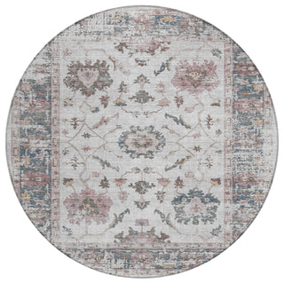 Piper Looms Chantille Border ACN1976 Blush Machine Washable Area Rug Round Main Image