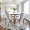 Piper Looms Chantille Border ACN1976 Ivory Machine Washable Area Rug Round Lifestyle Image Feature