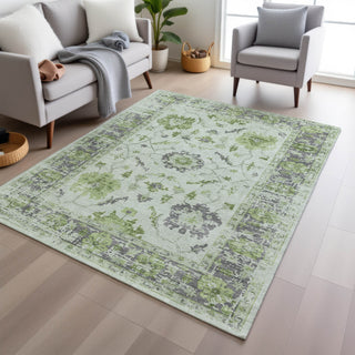 Piper Looms Chantille Border ACN1976 Mint Machine Washable Area Rug Lifestyle Image Feature