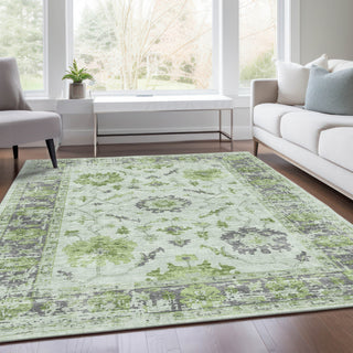 Piper Looms Chantille Border ACN1976 Mint Machine Washable Area Rug Lifestyle Image Feature