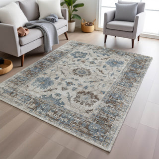 Piper Looms Chantille Border ACN1976 Putty Machine Washable Area Rug Lifestyle Image Feature